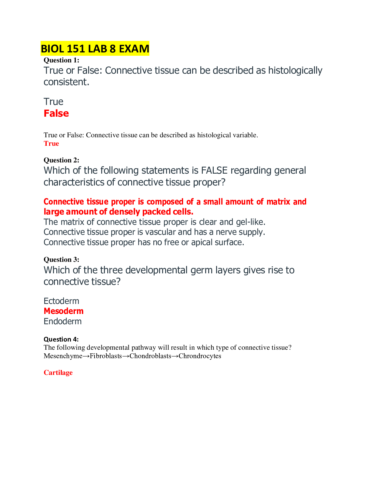 Preview image for BIOD 151 (A & P 1) LAB 8 EXAM QUESTIONS AND ANSWERS RATED A+ (Portage Learning)